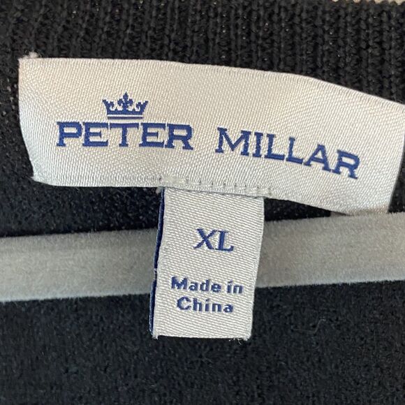 Peter Millar Merino Wool Sweater Vest Men XL Black V-Neck Knit Golf Quiet Luxury - Picture 3 of 6